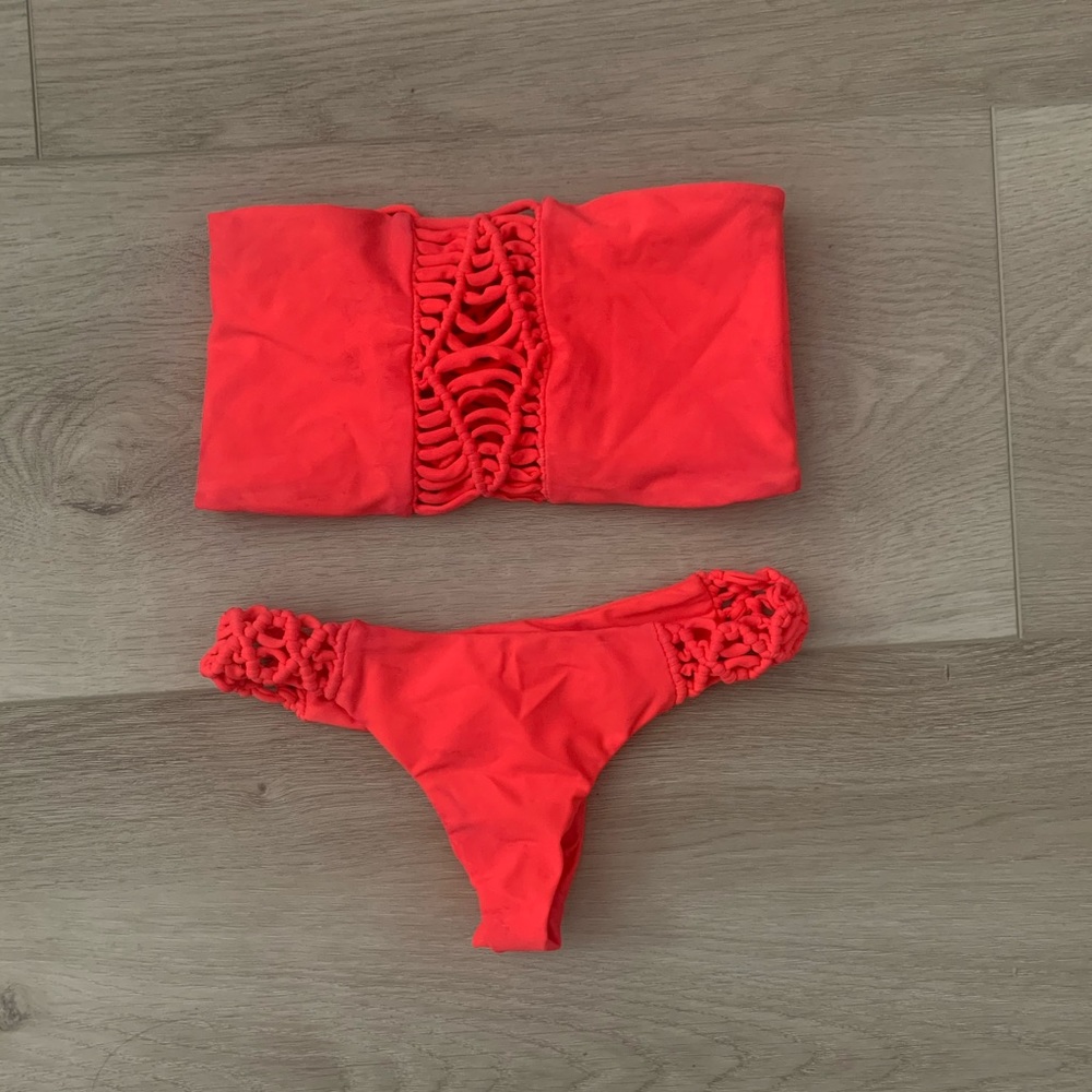 Mikoh vibrant neon coral bikini